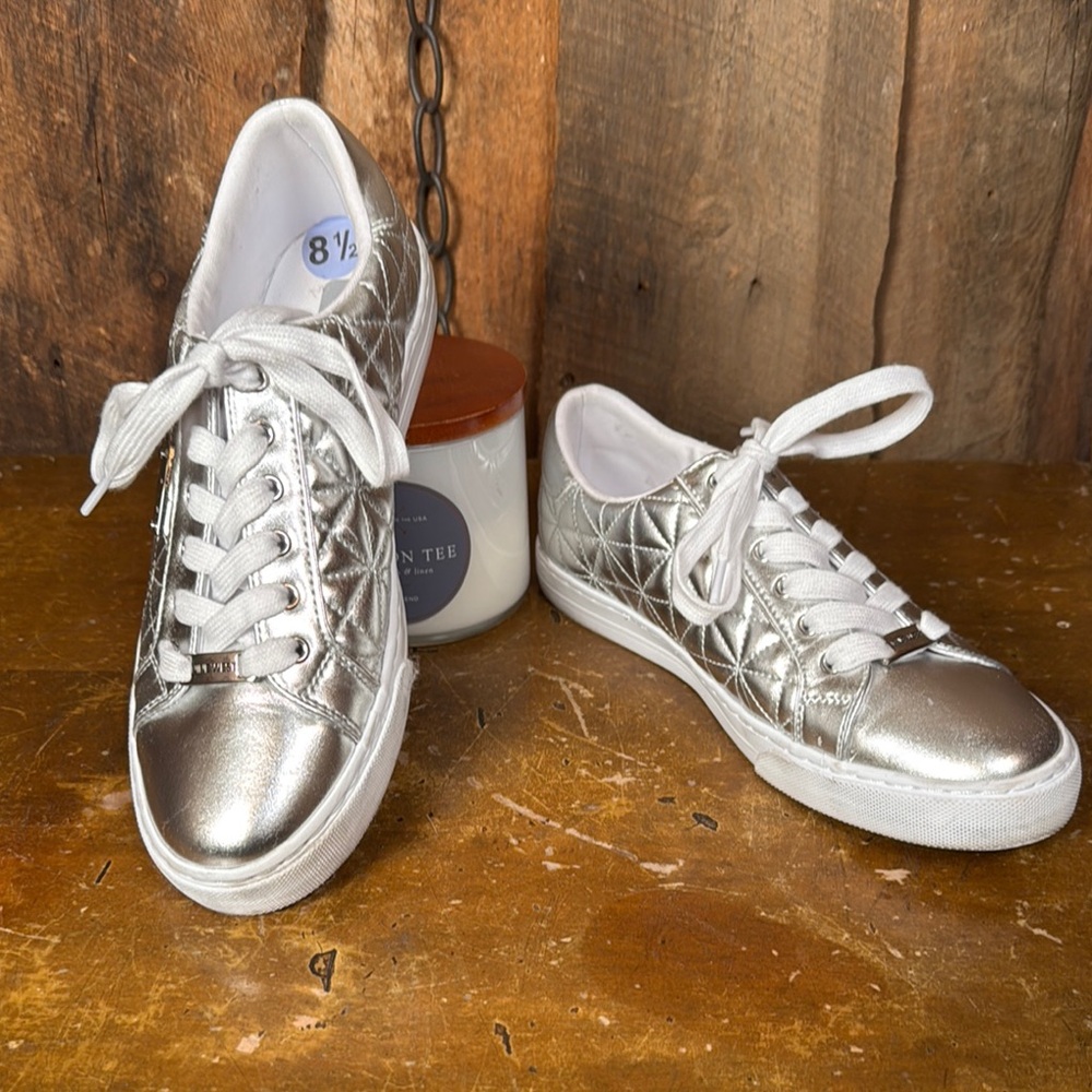 Nine West Silver Quilted Women's Sneakers - 8 1/2